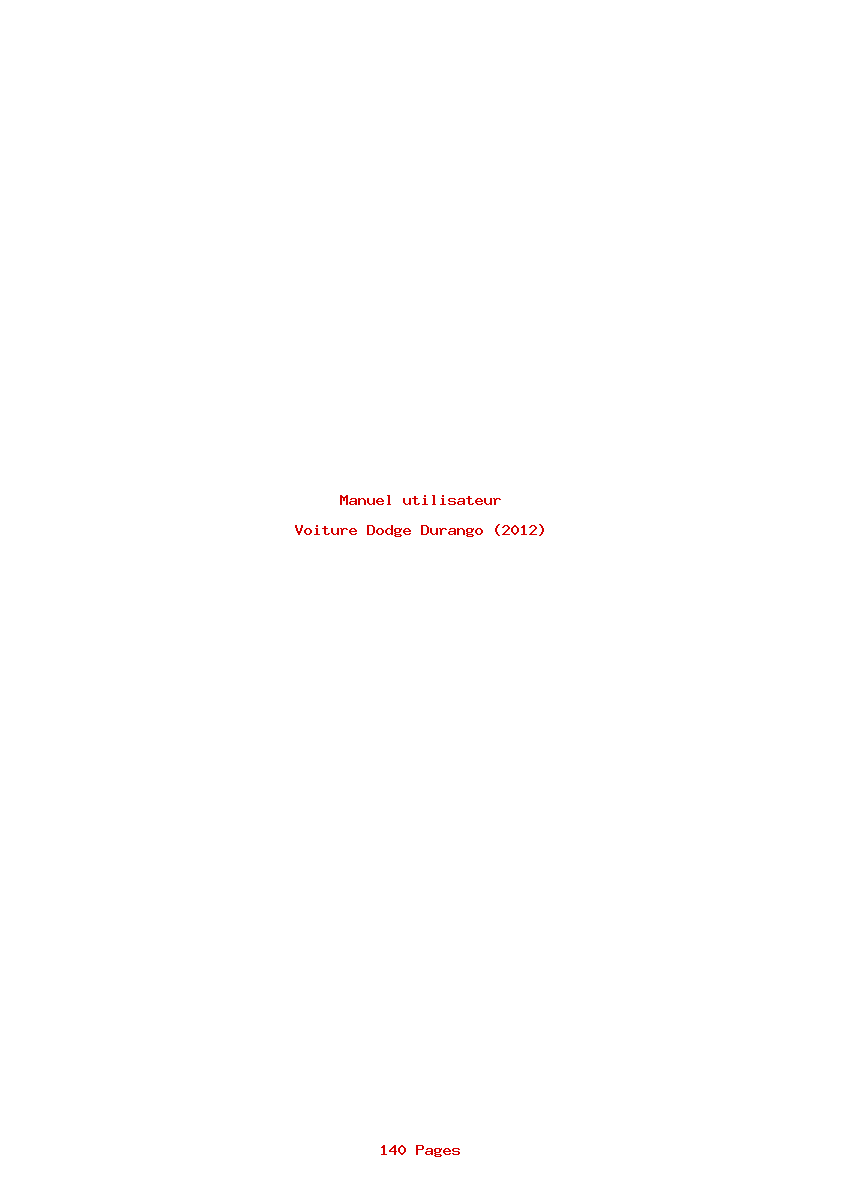 Page 1 de la notice Manuel utilisateur Dodge Durango (2012)