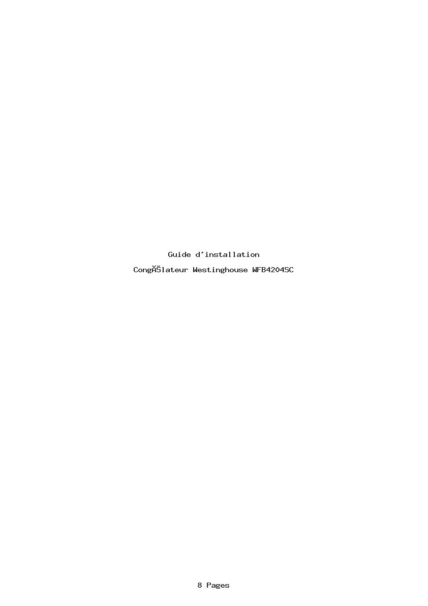 Page 1 de la notice Guide d'installation Westinghouse WFB4204SC