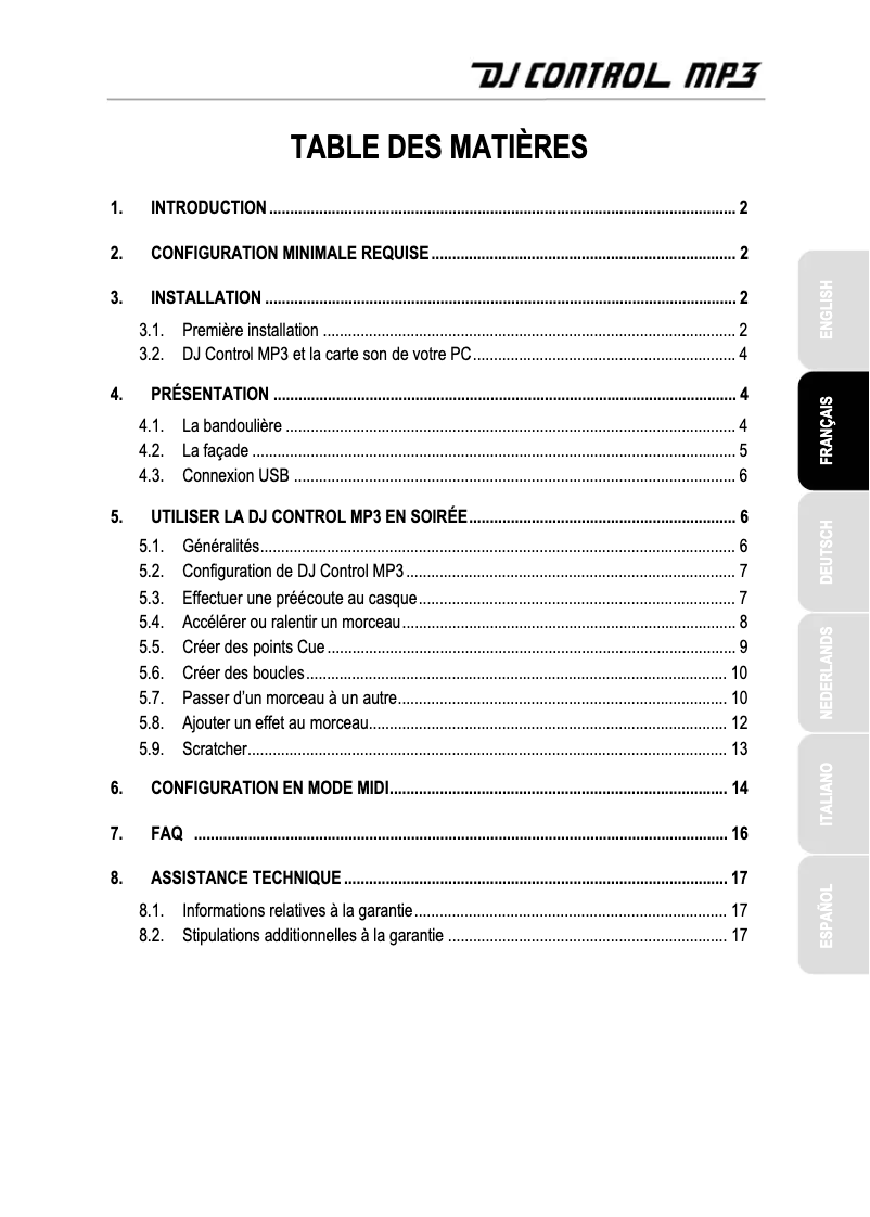 Page 1 de la notice Mode d'emploi Hercules DJ Control MP3
