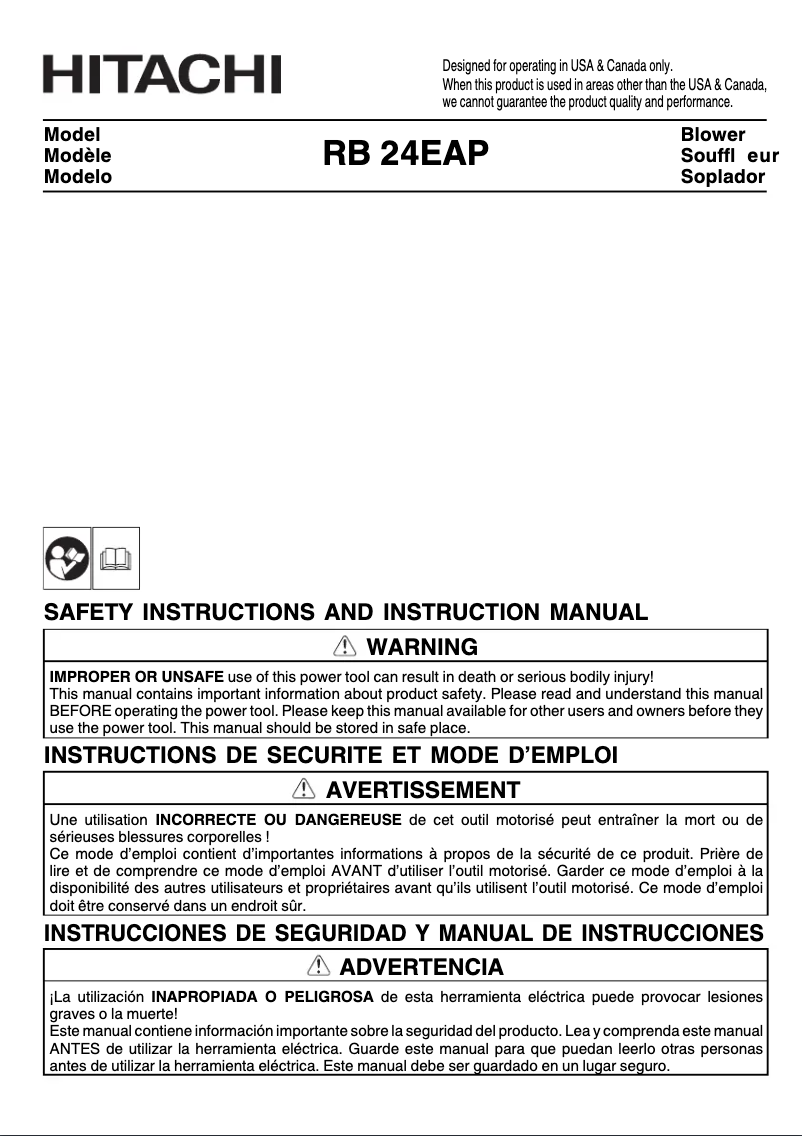 Page 1 de la notice Manuel utilisateur HiKOKI RB24EAP