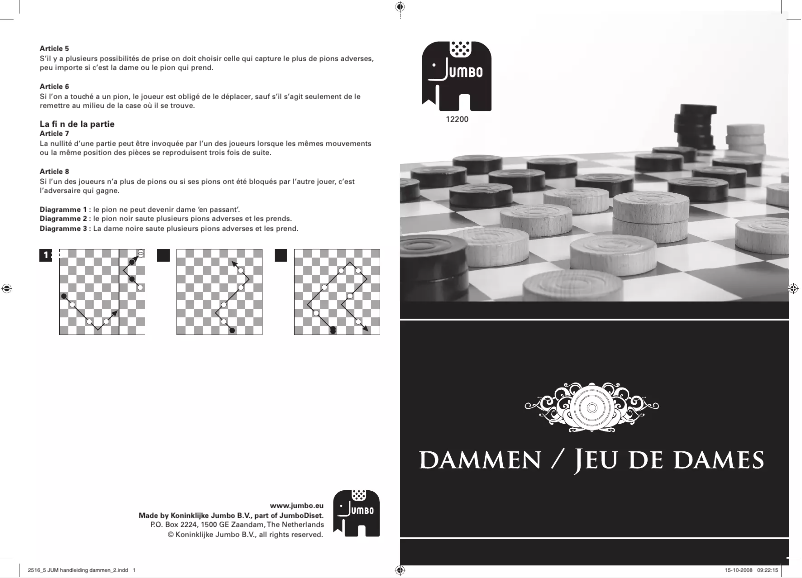 Page 1 de la notice Manuel utilisateur Jumbo Dammen / Jeu de Dames
