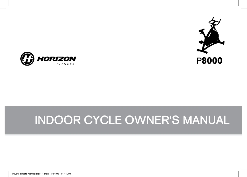 Page 1 de la notice Manuel utilisateur Horizon Fitness P8000