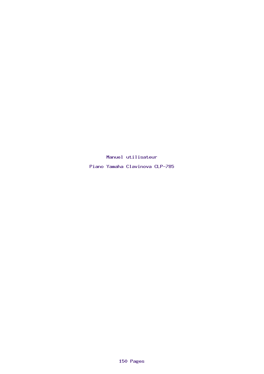 Page 1 de la notice Manuel utilisateur Yamaha Clavinova CLP-785