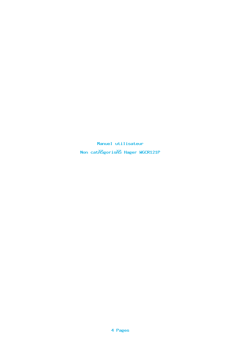 Page 1 de la notice Manuel utilisateur Hager WGCR121P