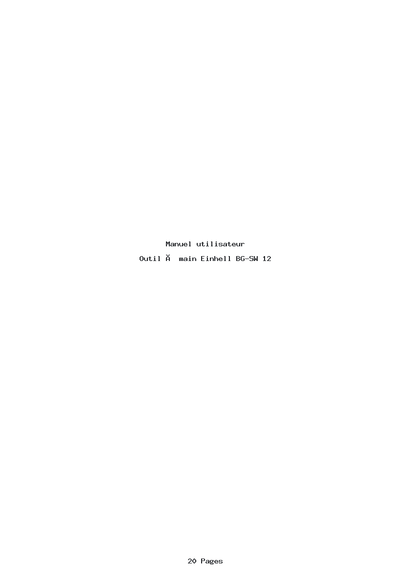 Page 1 de la notice Manuel utilisateur Einhell BG-SW 12