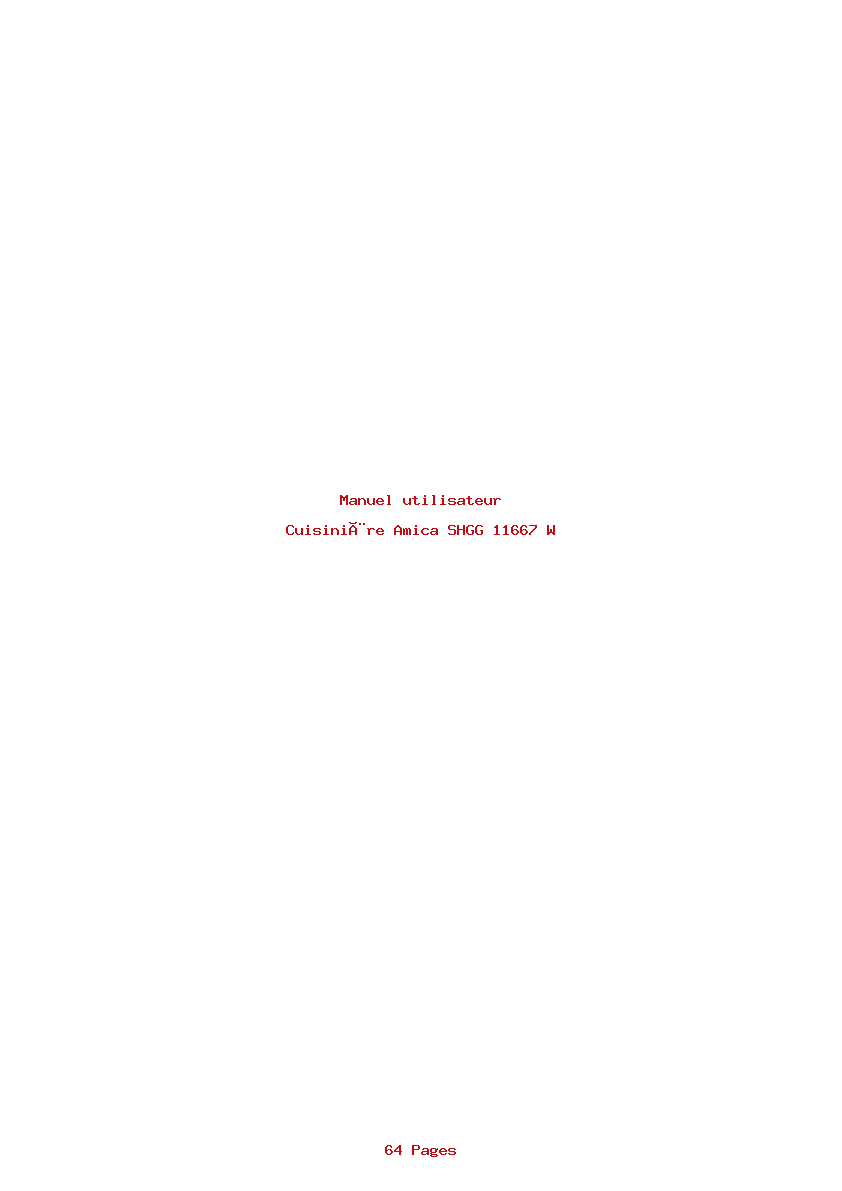 Page 1 de la notice Manuel utilisateur Amica SHGG 11667 W