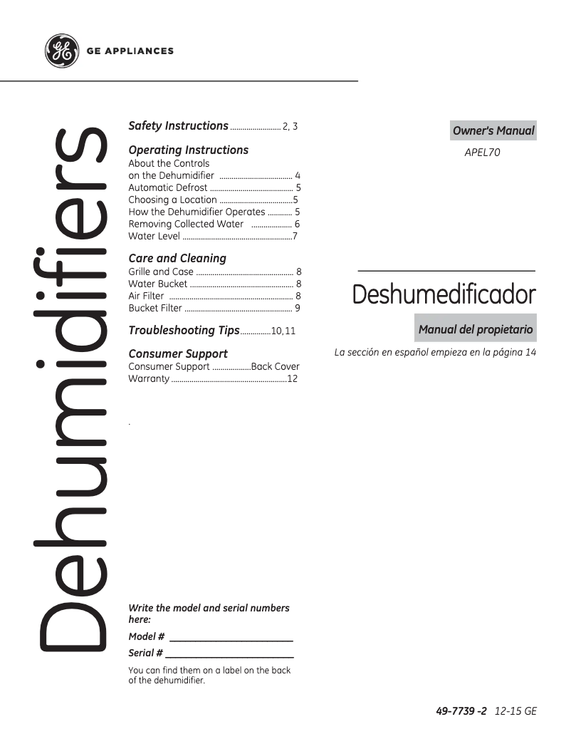 Image de la première page du manuel de l'appareil APEL70LT