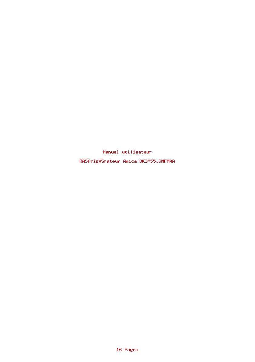 Page 1 de la notice Manuel utilisateur Amica BK3055.6NFMAA