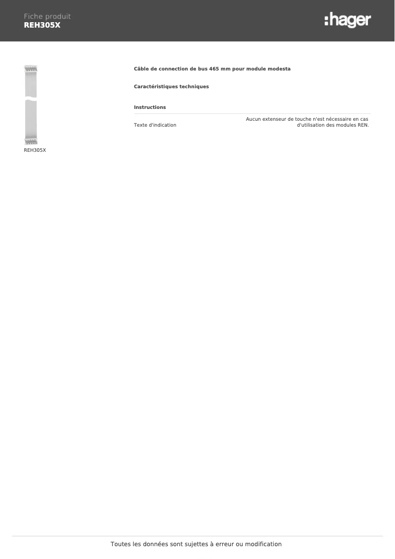 Página 1 del manual Ficha técnica Hager REH305X