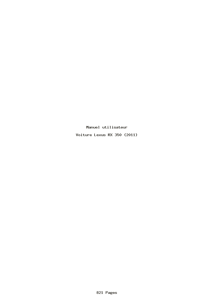 Page 1 de la notice Manuel utilisateur Lexus RX 350 (2011)