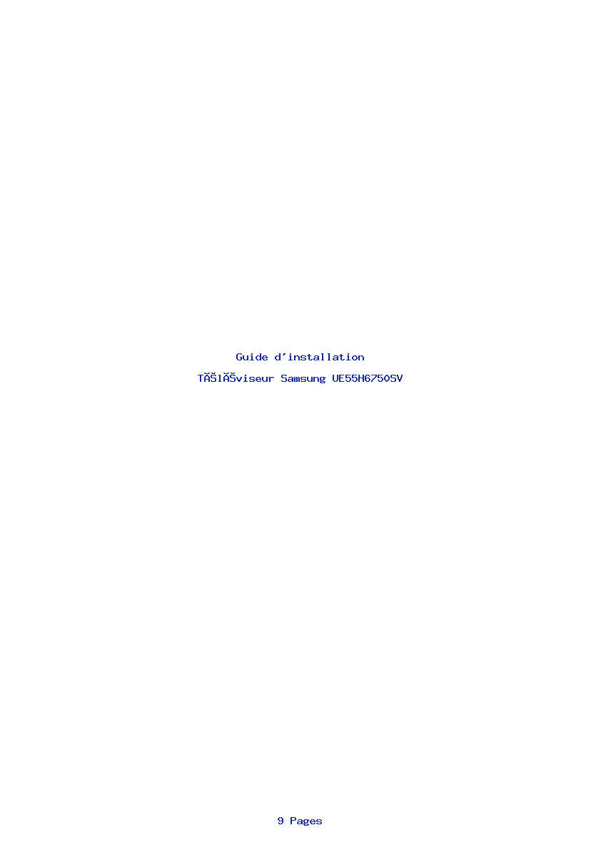 Page 1 de la notice Guide d'installation Samsung UE55H6750SV