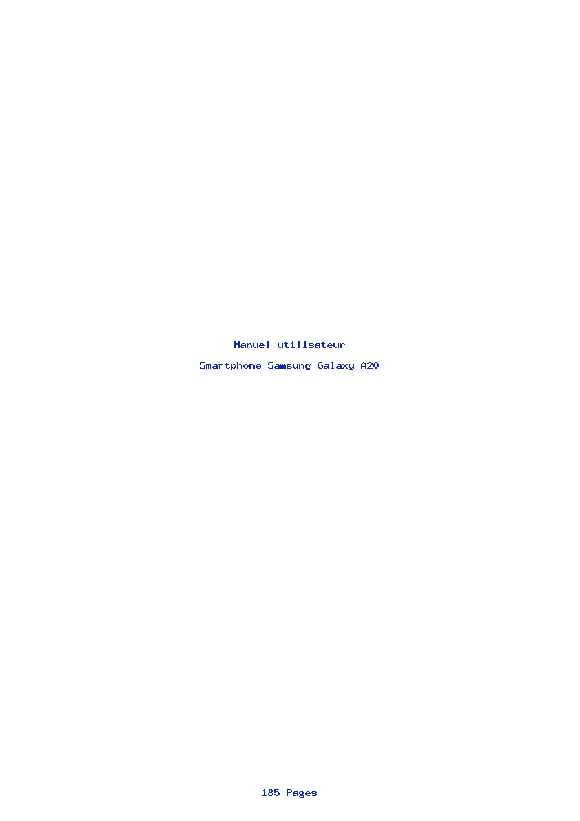 Page 1 de la notice Manuel utilisateur Samsung Galaxy A20