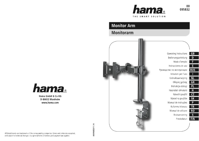 Page 1 de la notice Manuel utilisateur Hama Vesa 100x100