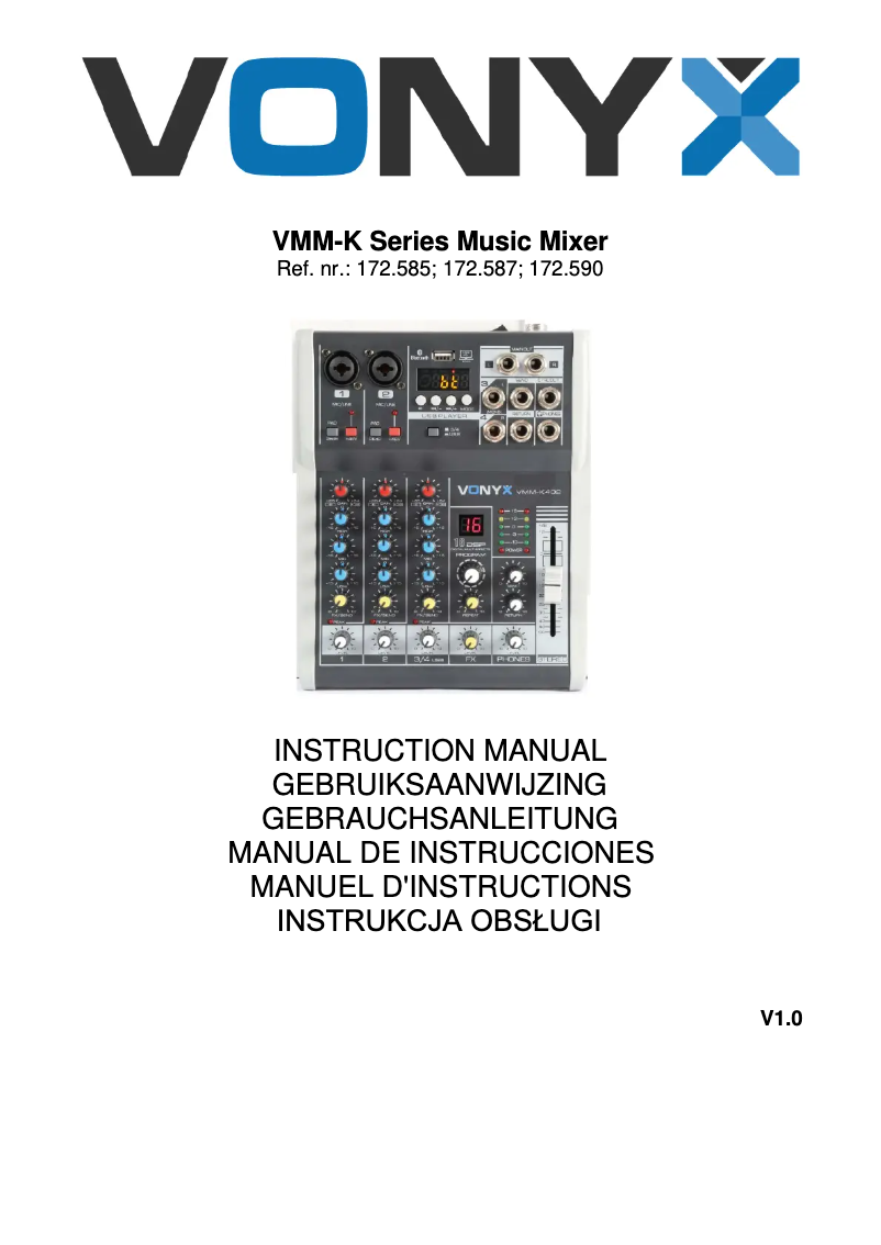 Page 1 de la notice Manuel utilisateur Vonyx VMM-K402
