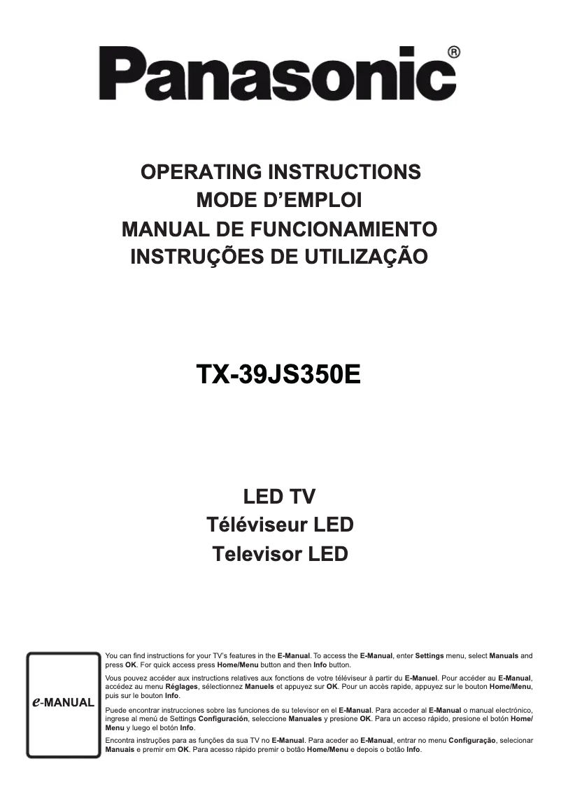 Page 1 of the manual User Manual Panasonic TX-39JS350E