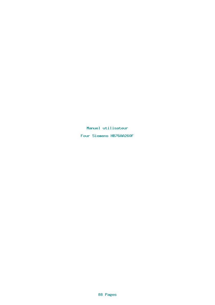 Page 1 de la notice Manuel utilisateur Siemens HB76AA260F
