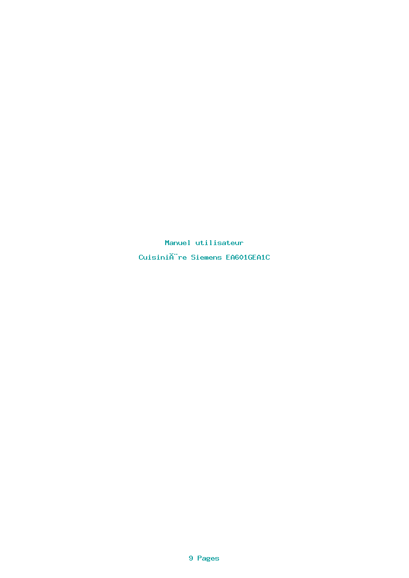 Page 1 de la notice Manuel utilisateur Siemens EA601GEA1C
