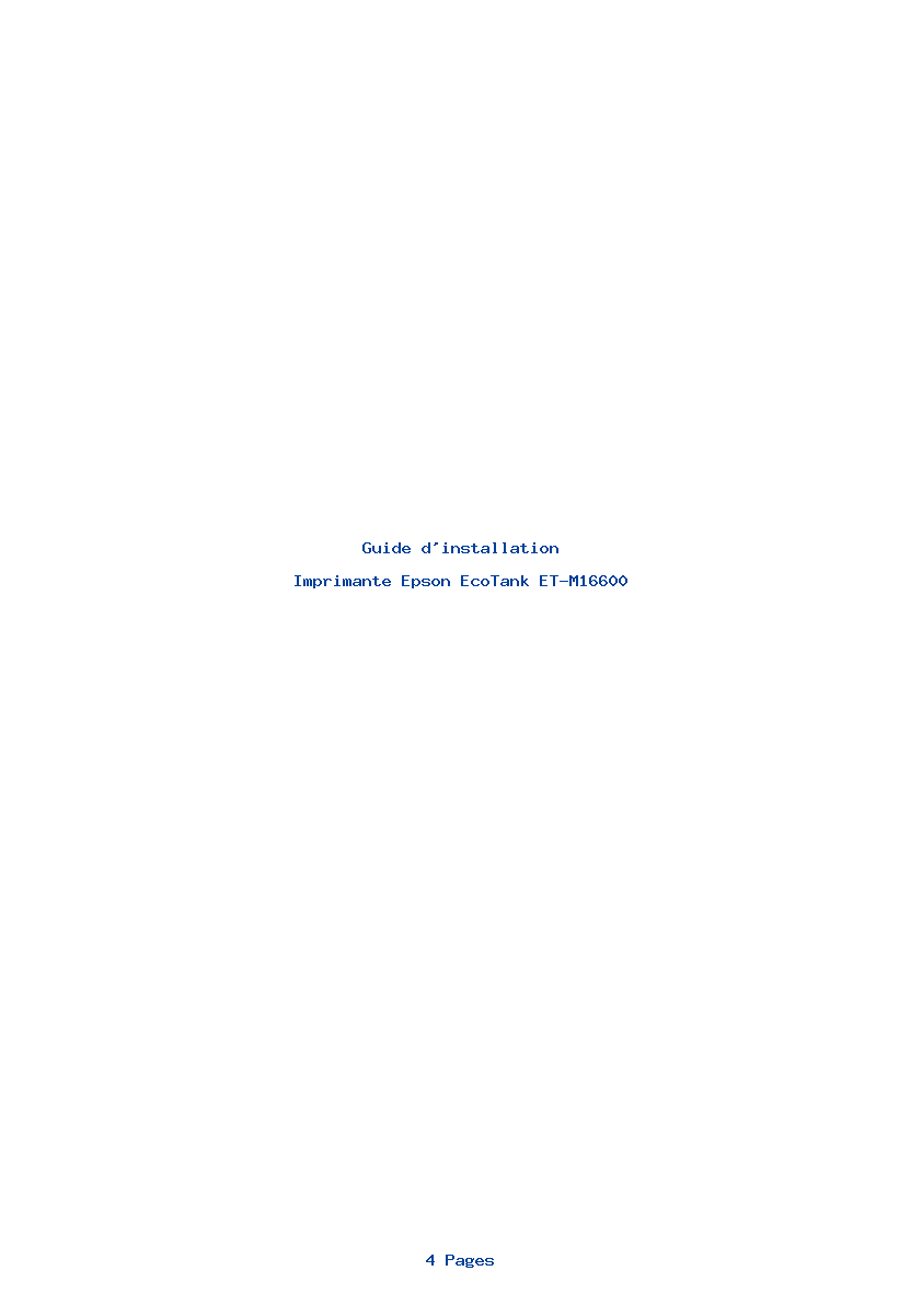 Page 1 de la notice Guide d'installation Epson EcoTank ET-M16600