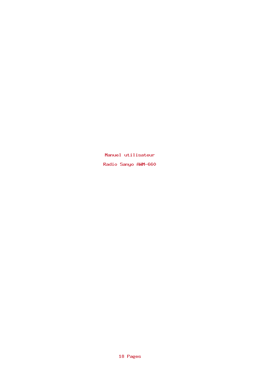 Page 1 de la notice Manuel utilisateur Sanyo AWM-660