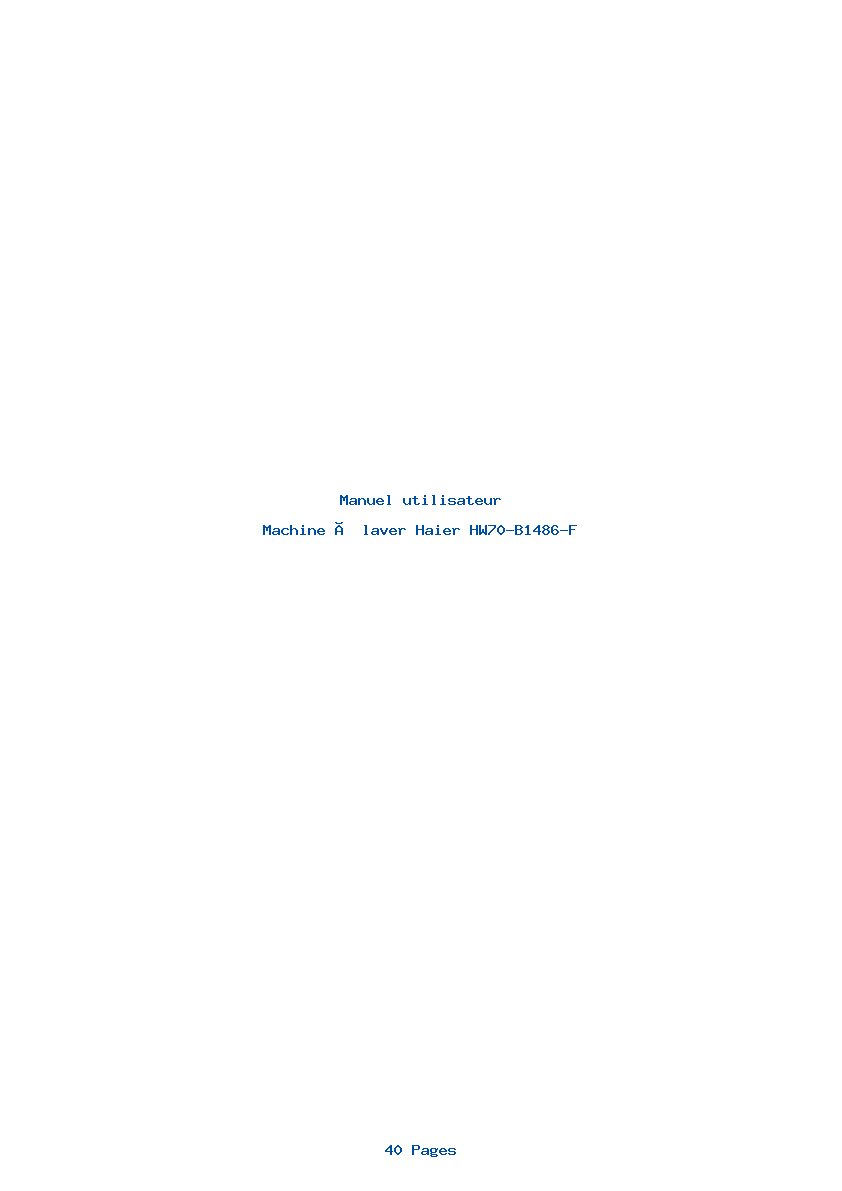 Page 1 de la notice Manuel utilisateur Haier HW70-B1486-F