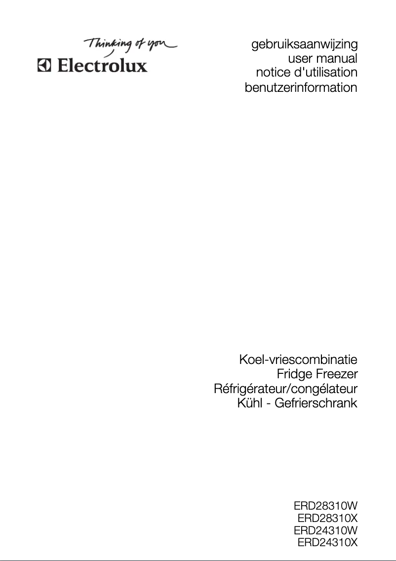 Page 1 de la notice Manuel utilisateur Electrolux ERD28310W