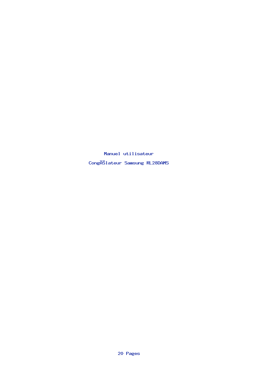 Page 1 de la notice Manuel utilisateur Samsung RL28DAMS