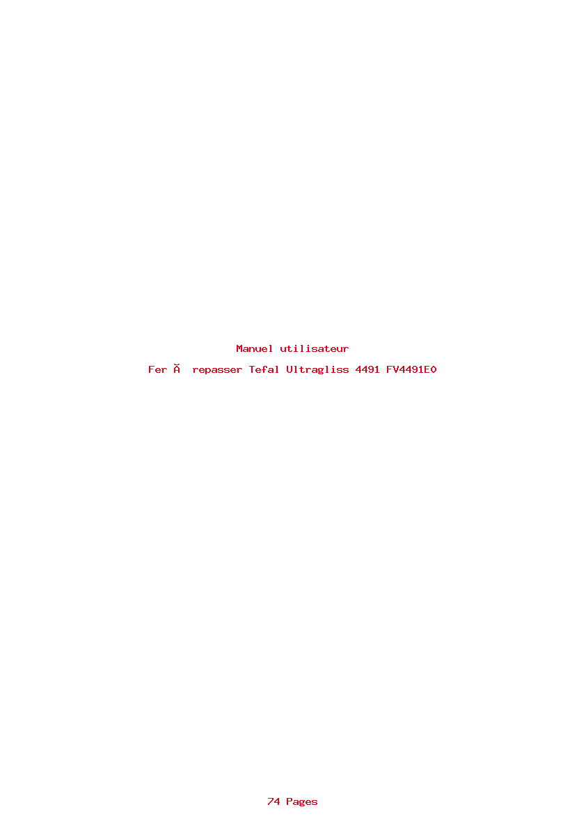 Page 1 de la notice Manuel utilisateur Tefal Ultragliss 4491 FV4491E0