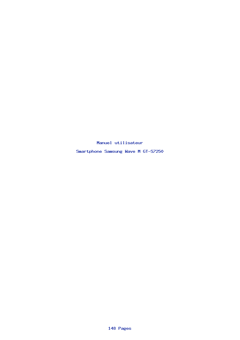 Page 1 de la notice Manuel utilisateur Samsung Wave M GT-S7250