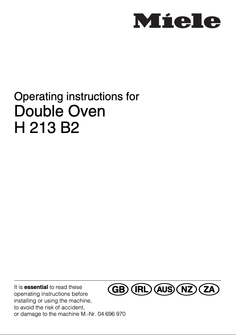 Page 1 de la notice Manuel utilisateur Miele H 213 B2