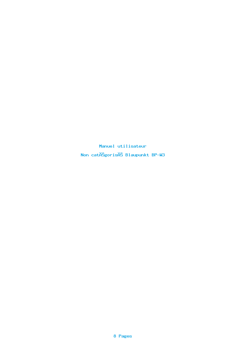 Page 1 de la notice Manuel utilisateur Blaupunkt BP-W3