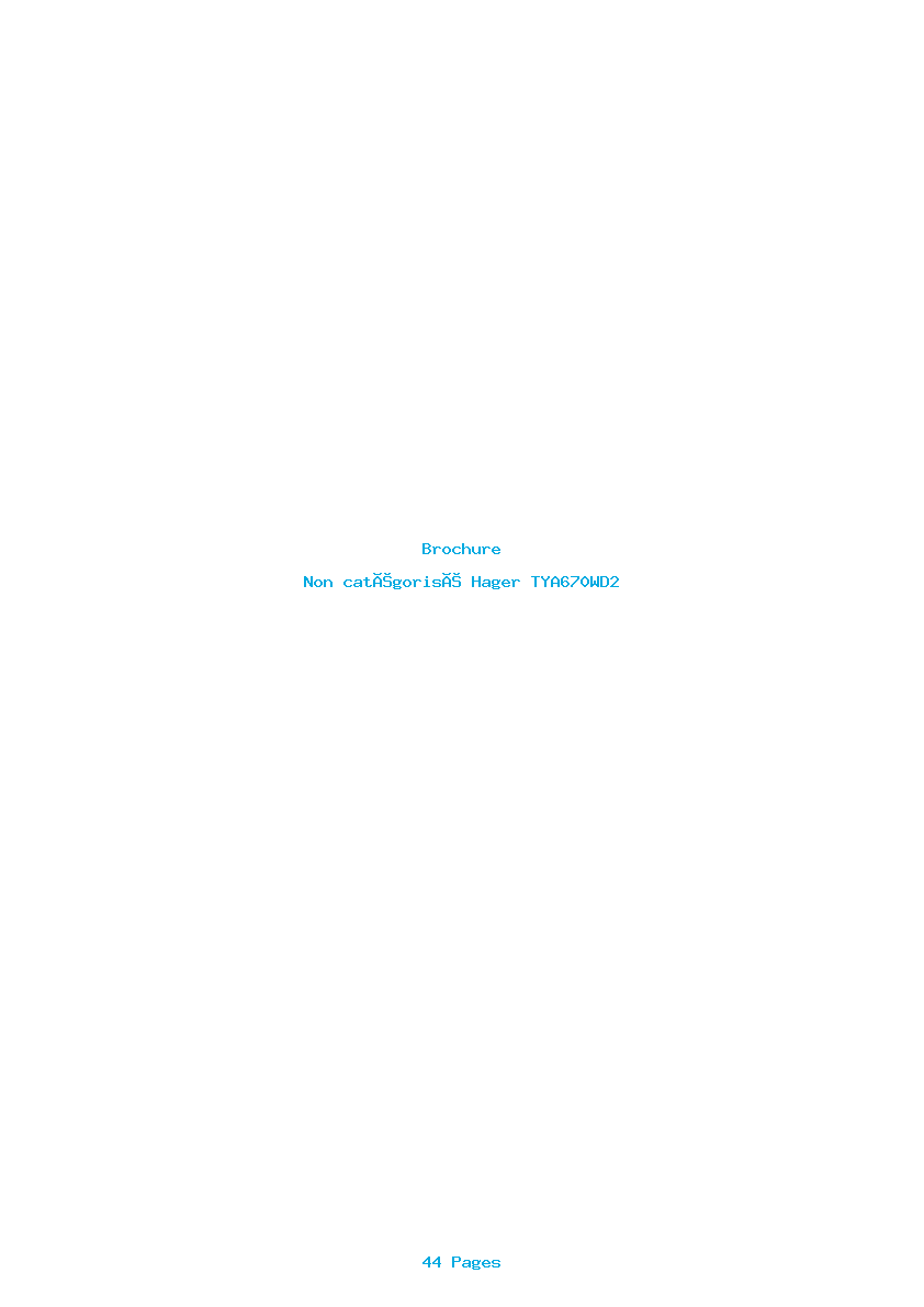 Page 1 de la notice Brochure Hager TYA670WD2