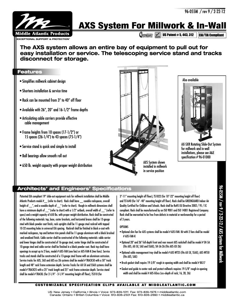 Page 1 de la notice Manuel utilisateur Middle Atlantic TS310