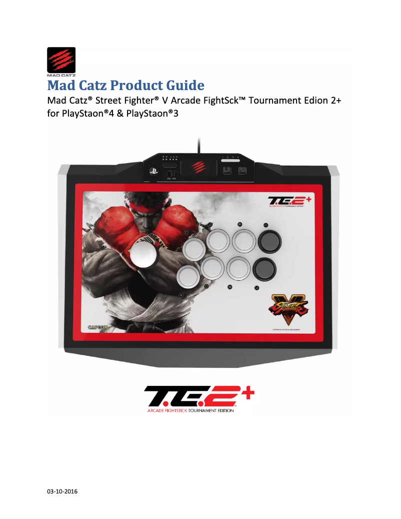 Page 1 de la notice Manuel utilisateur Mad Catz Street Fighter V Arcade FightStick TE2+