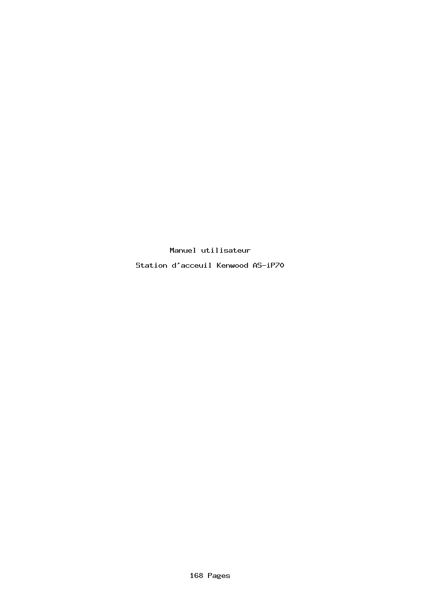 Page 1 de la notice Manuel utilisateur Kenwood AS-iP70