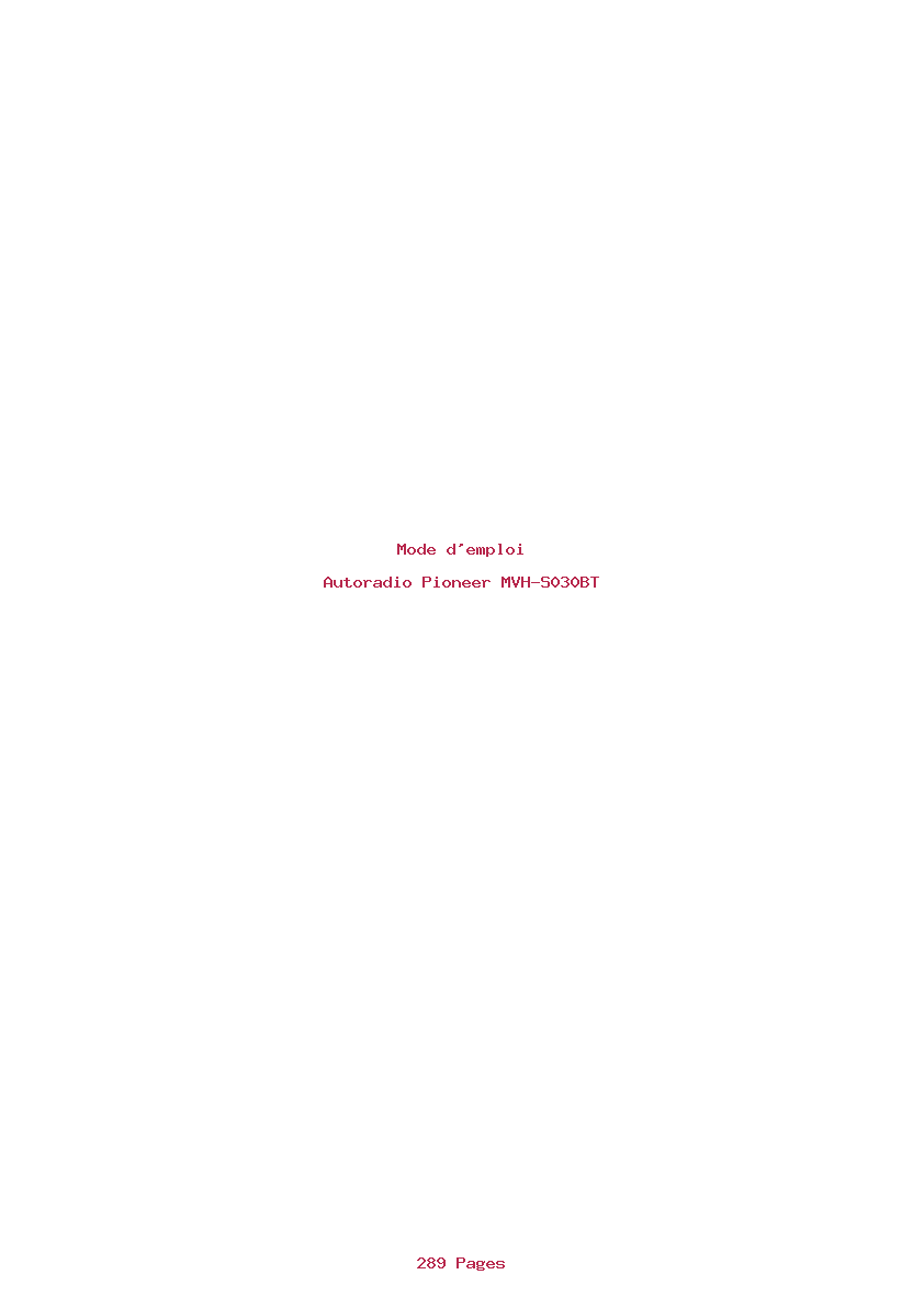 Page 1 de la notice Mode d'emploi Pioneer MVH-S030BT
