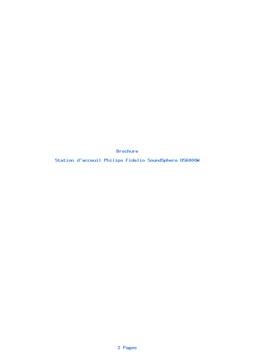 Page 1 de la notice Brochure Philips Fidelio SoundSphere DS6800W
