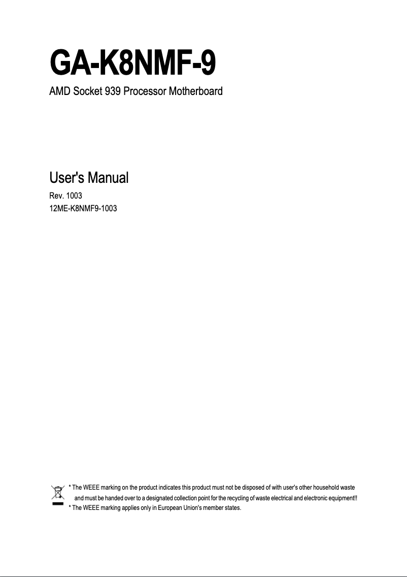 Página 1 del manual Manual de usuario Gigabyte GA-K8NMF-9
