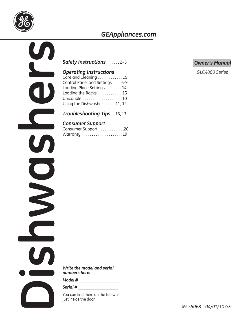 Página 1 del manual Manual de uso y mantenimiento GE GLC4400RBB