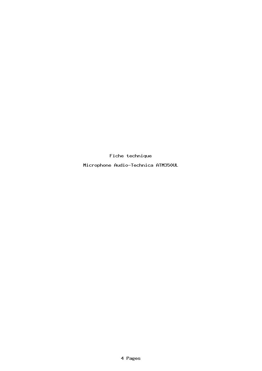 Page 1 de la notice Fiche technique Audio-Technica ATM350UL