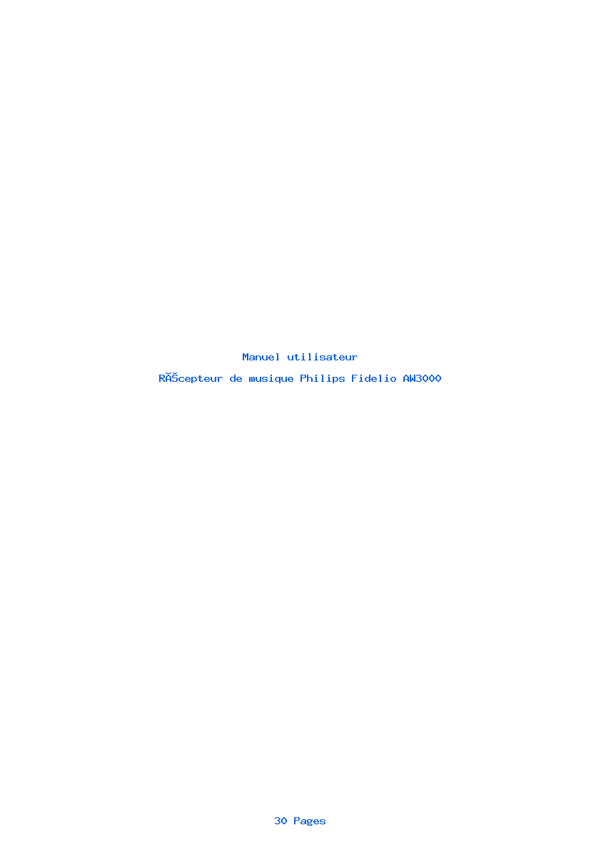 Page 1 de la notice Manuel utilisateur Philips Fidelio AW3000