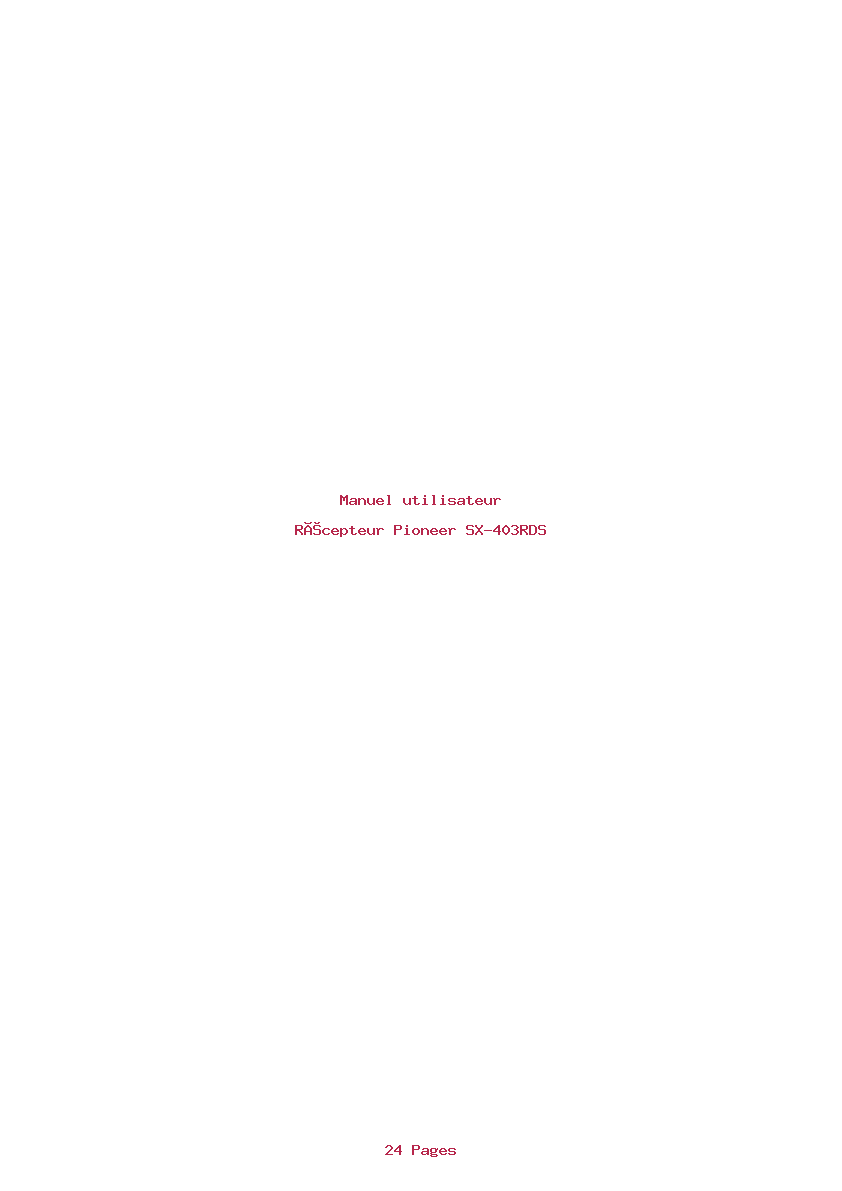 Page 1 de la notice Manuel utilisateur Pioneer SX-403RDS