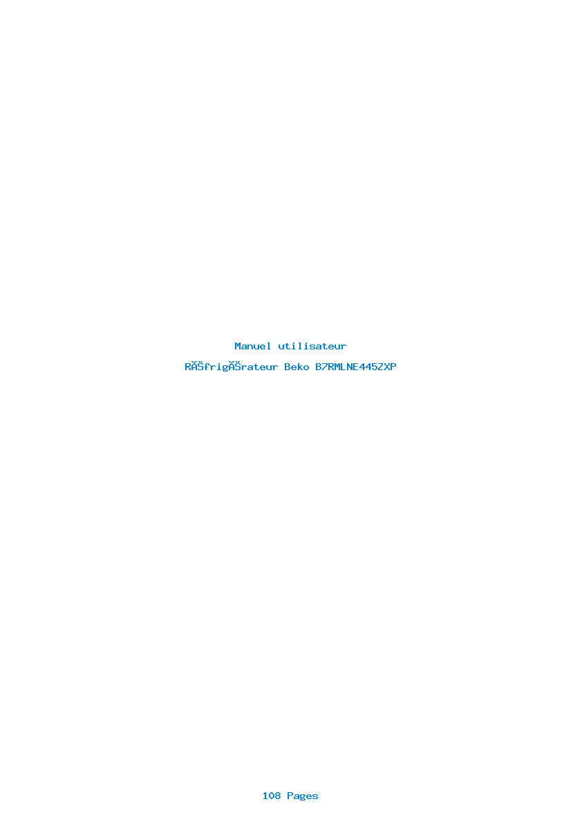 Page 1 de la notice Manuel utilisateur Beko B7RMLNE445ZXP