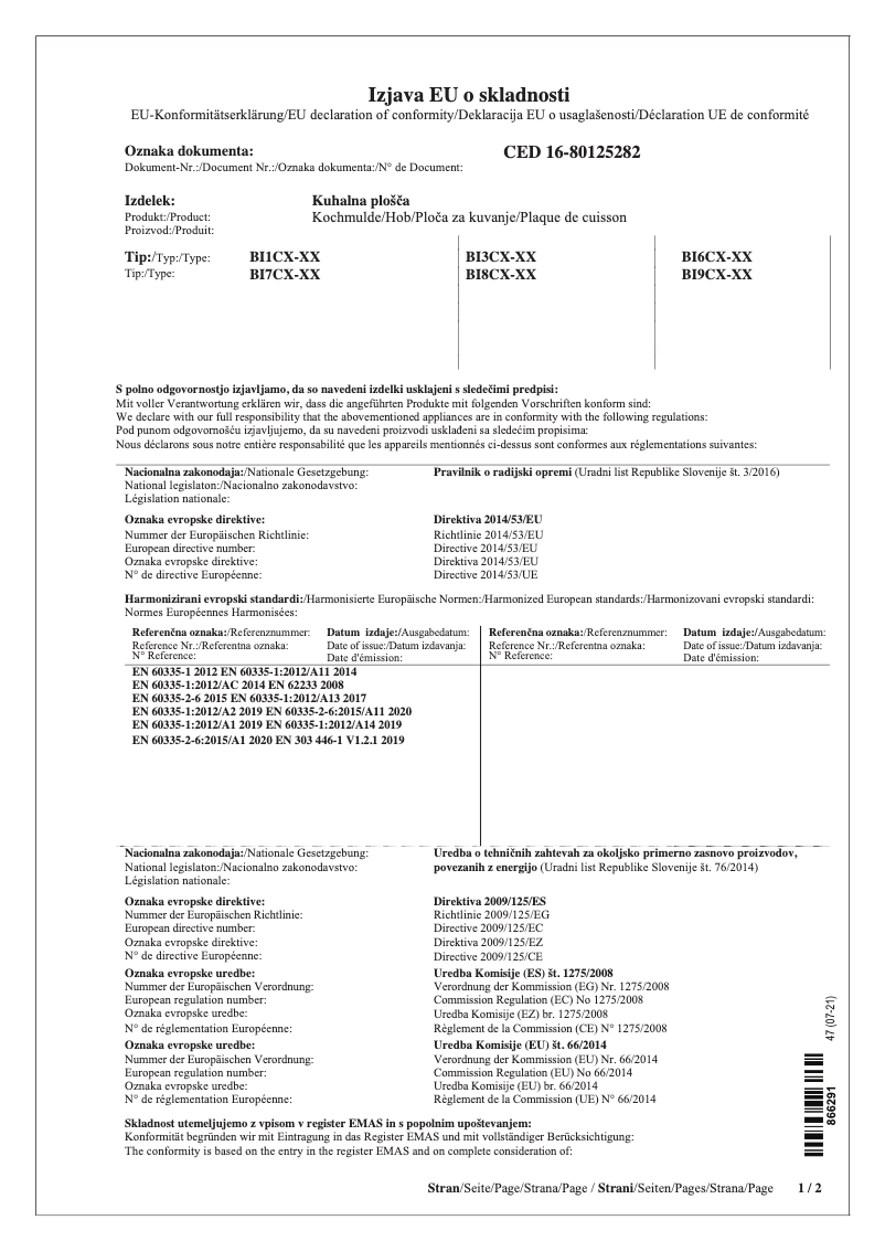 Page 1 de la notice Manuel utilisateur Asko HID824GC