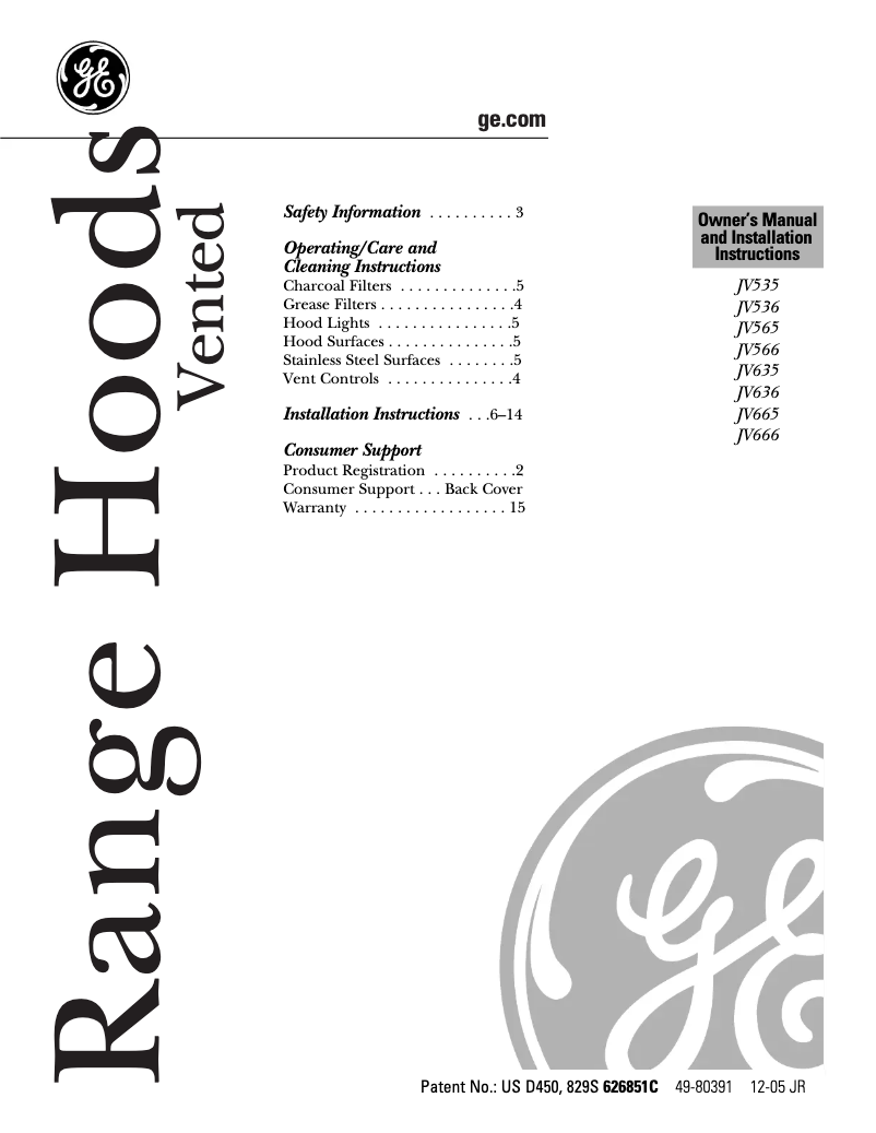 Page n°1 - Guide d'installation GE Profile JV566CSS