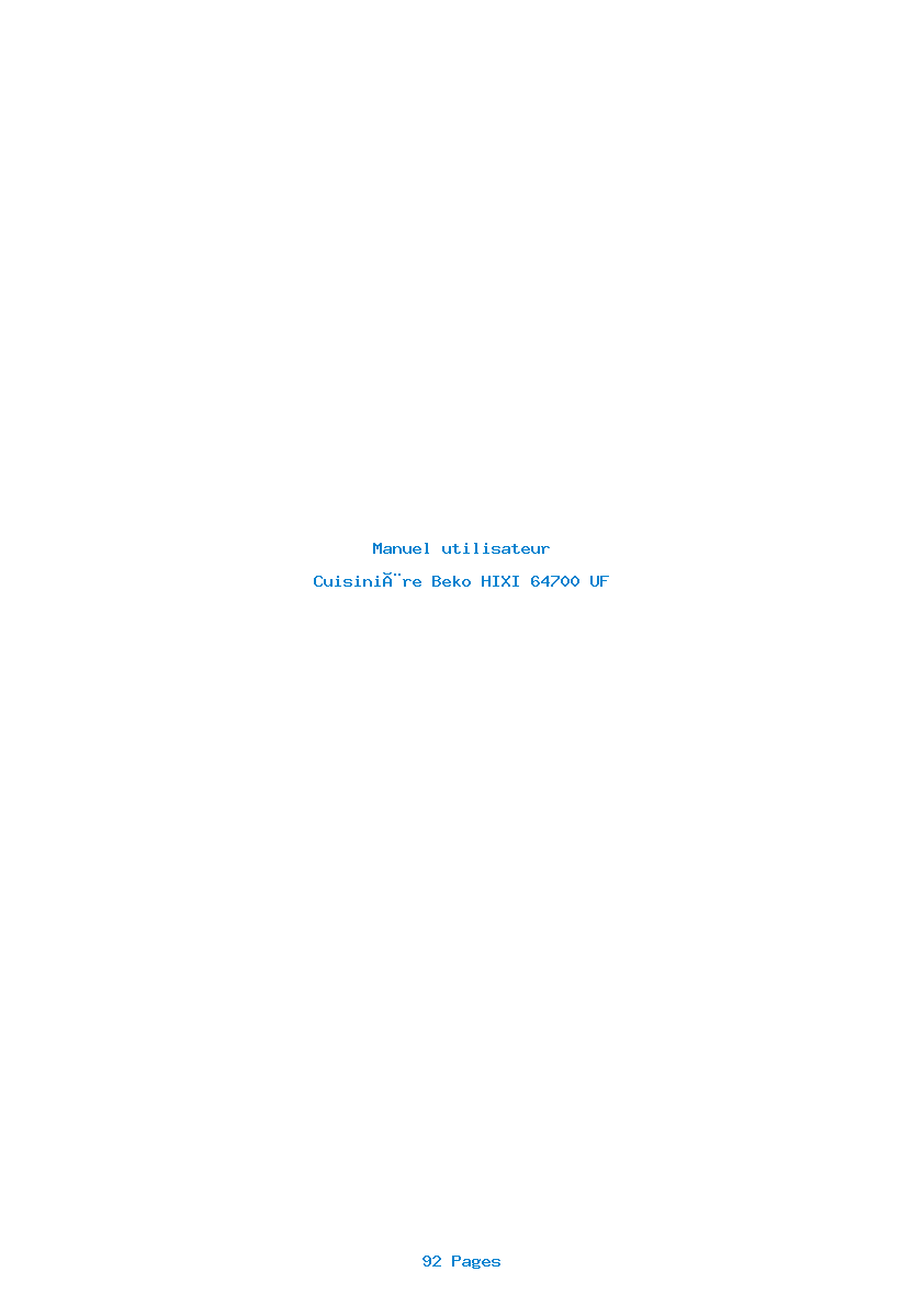 Page 1 de la notice Manuel utilisateur Beko HIXI 64700 UF