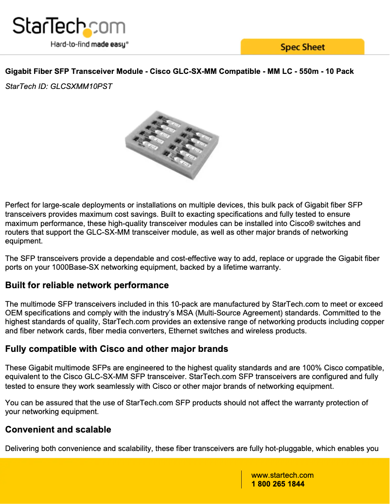 Page 1 de la notice Manuel utilisateur StarTech.com GLCSXMM10PST