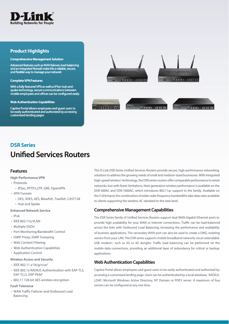 Page 1 de la notice Fiche technique D-Link DSR-250V2