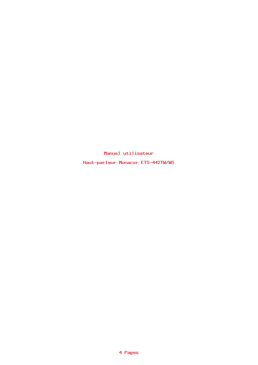 Page 1 de la notice Manuel utilisateur Monacor ETS-442TW/WS