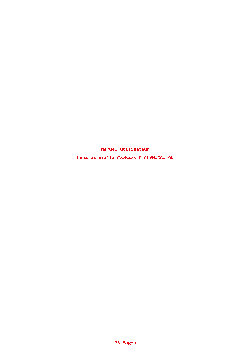 Page 1 de la notice Manuel utilisateur Corbero E-CLVM456419W