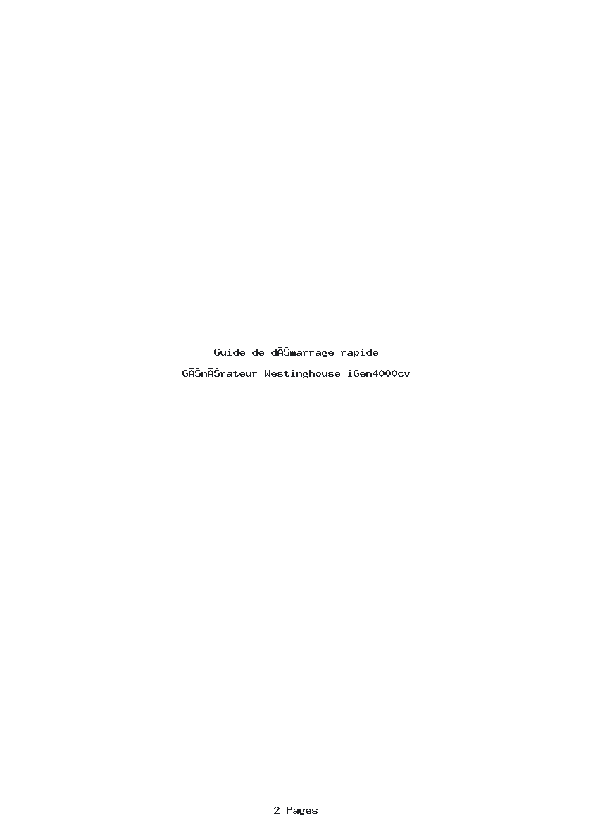 Page 1 de la notice Guide de démarrage rapide Westinghouse iGen4000cv